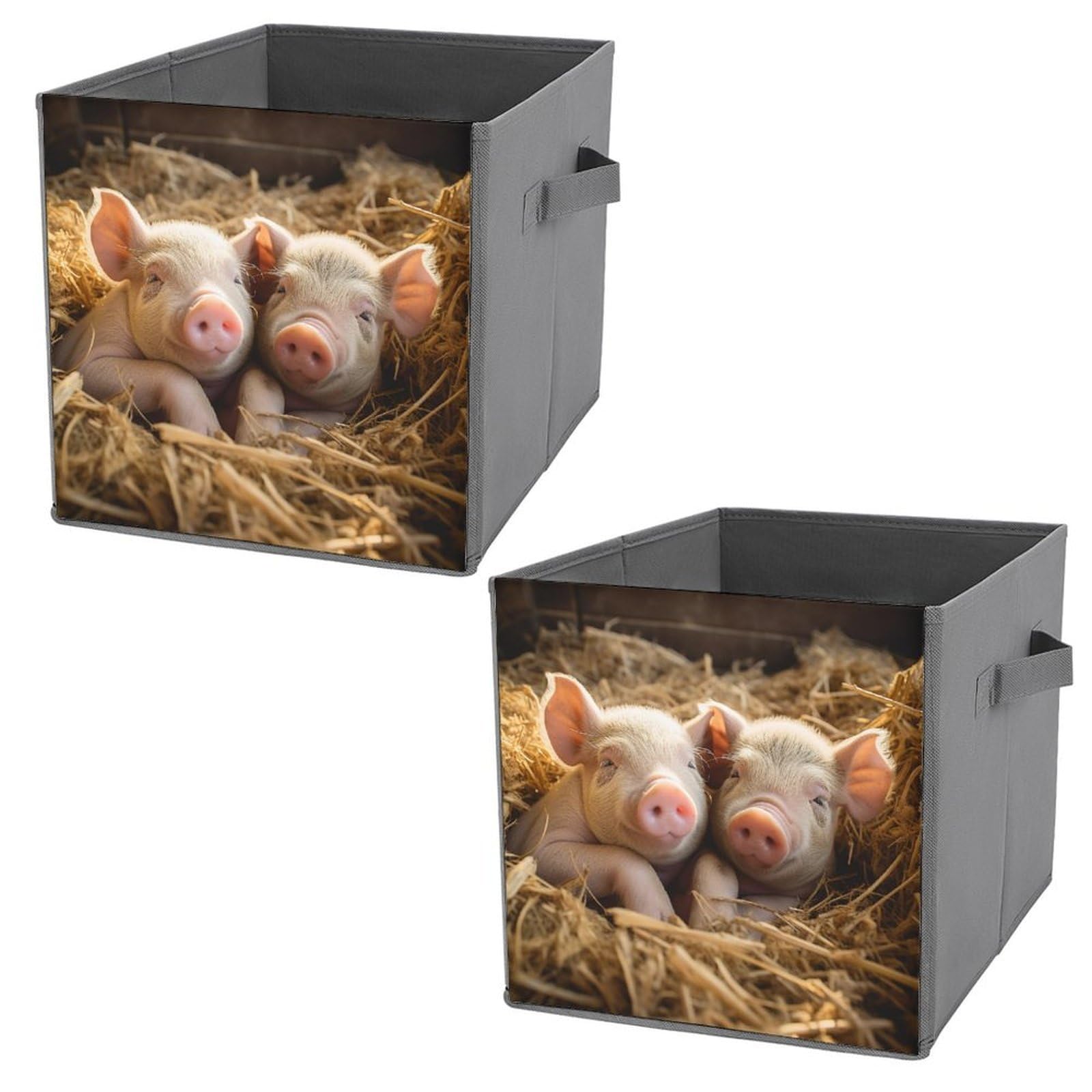 NONHAI Collapsible Storage Bins with Dual Handles Fabric Storage Basket Foldable Cubes Organizer Baskets Pigs Storage Boxes for Organizing Clothing Cube Storage Organizer Bins