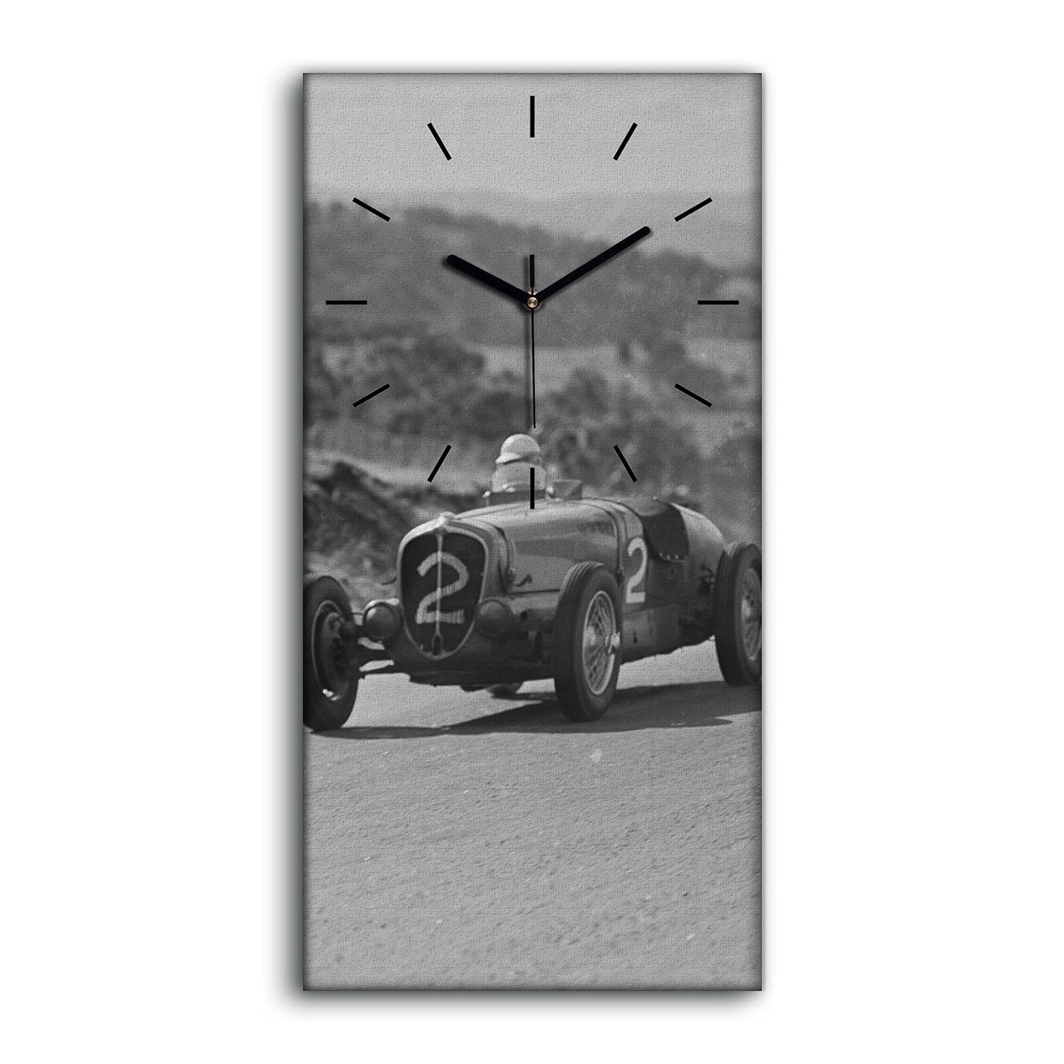 Horloge sur Toile Car Racing Delahaye Art Moderne 30x60cm pour Salon et Chambre Couleurs Vives
