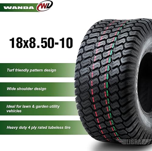 Miniatura 2 de WANDA 18X8.5-10 Lawn Mower Tractor Cart Turf Tire 4 Ply 18x8.5x10-13029
