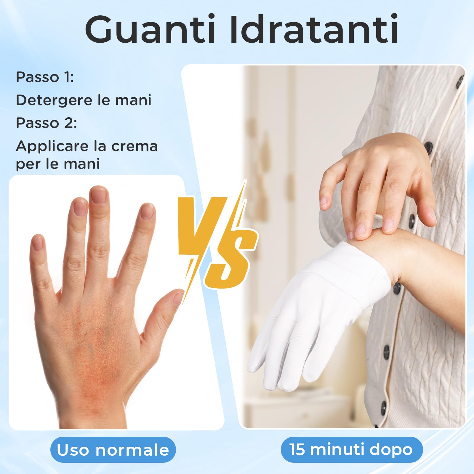 Donfri 5 Paia Guanti Cotone Bianchi per Eczema - Guanti da Lavoro Fini - Guanti Idratanti Dermatologici- Guanti di Cotone per Dermatiti,Mani Secche, Crema e Maschera Mani