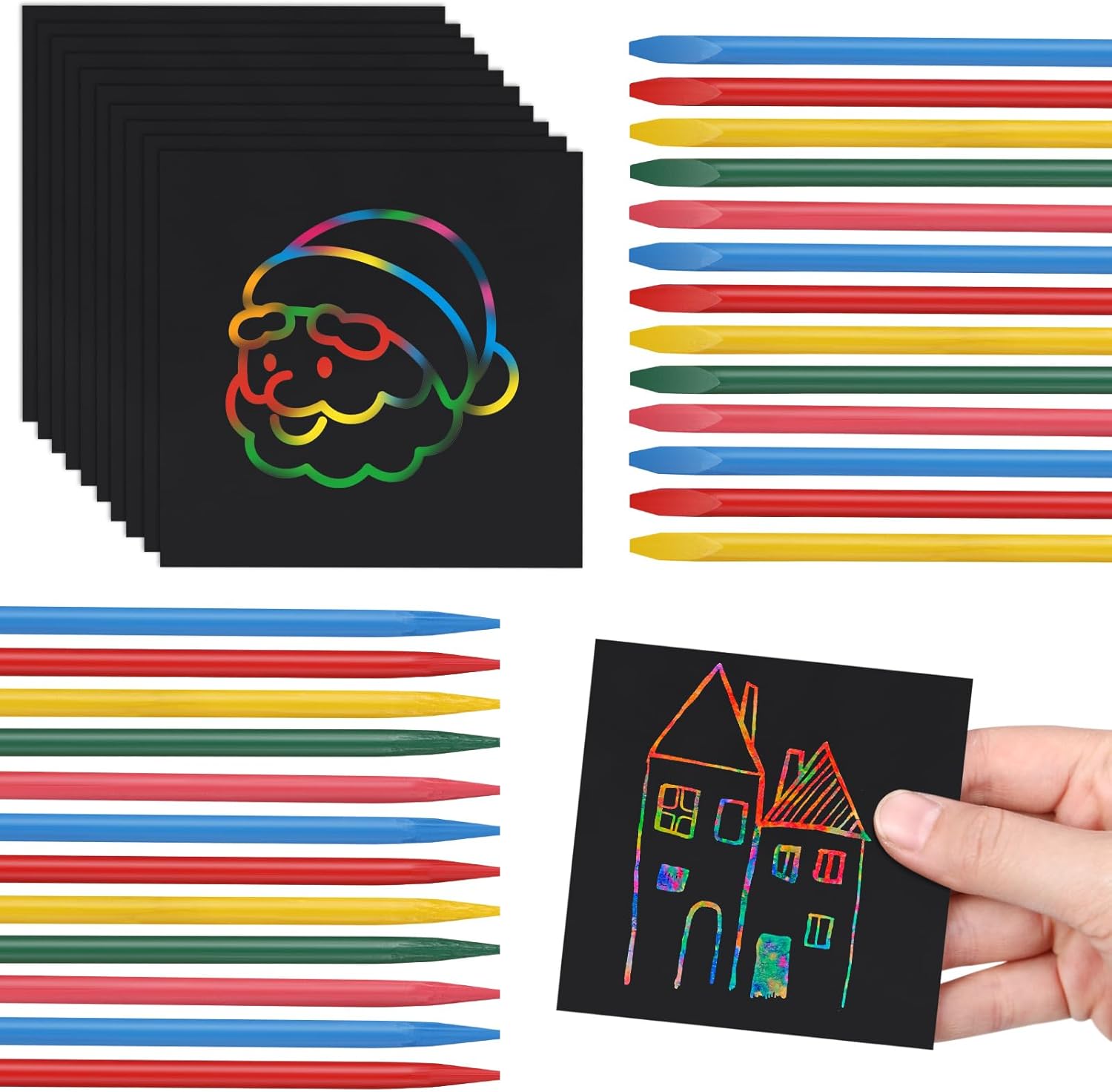 Fullhawl 240 Pcs Rainbow Scratch Art Set Magic Scratch Paper for Adults Relaxation Party Favors Office Desk Creative Decor