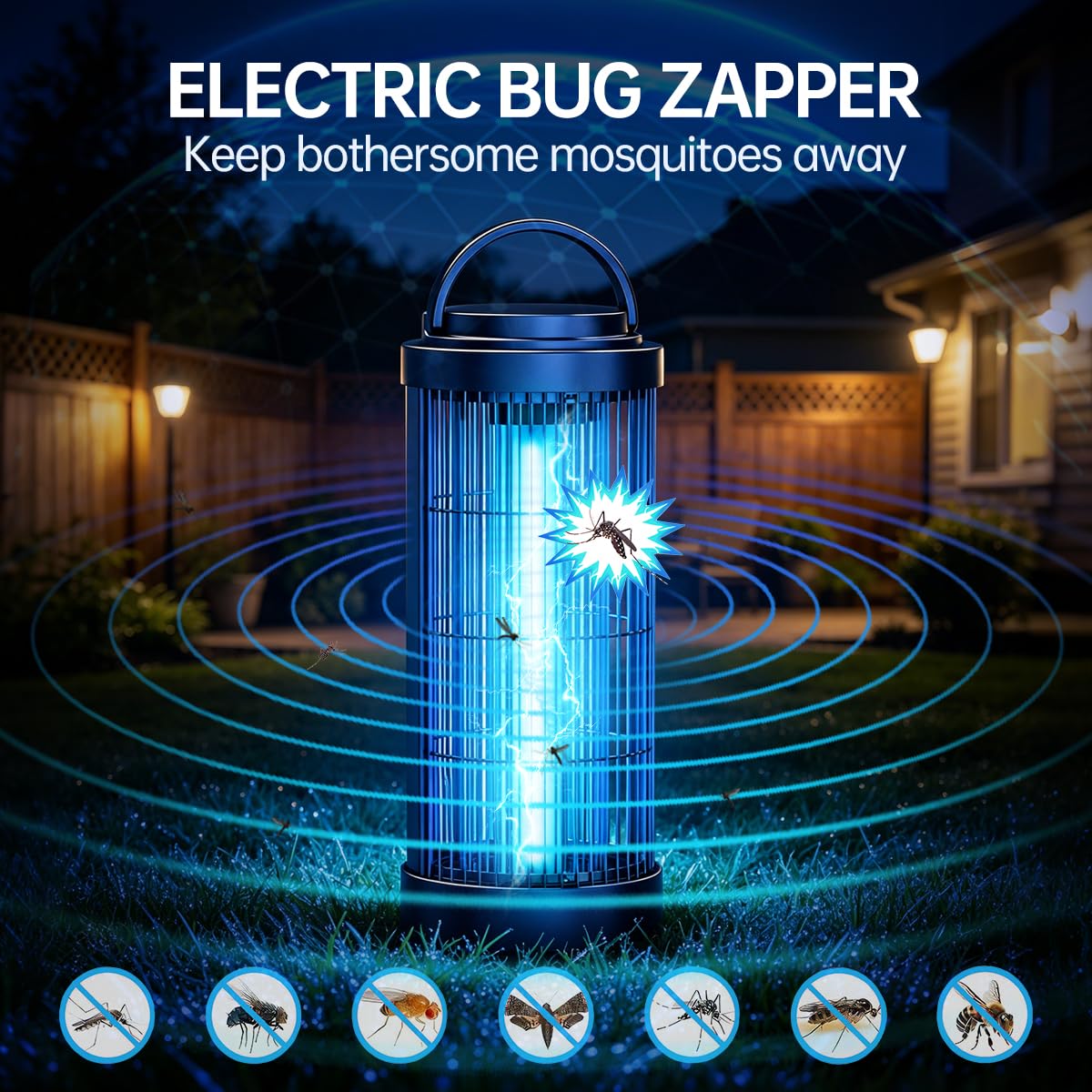 Bug Zapper Outdoor Elektrischer Mücken- & Fliegenvernichter mit 36W UV-Licht, Großer Plug-In Bug Zapper für Fliegende Insekten, Indoor Outdoor Fliegenfalle für Terrasse, Hinterhof, Garten
