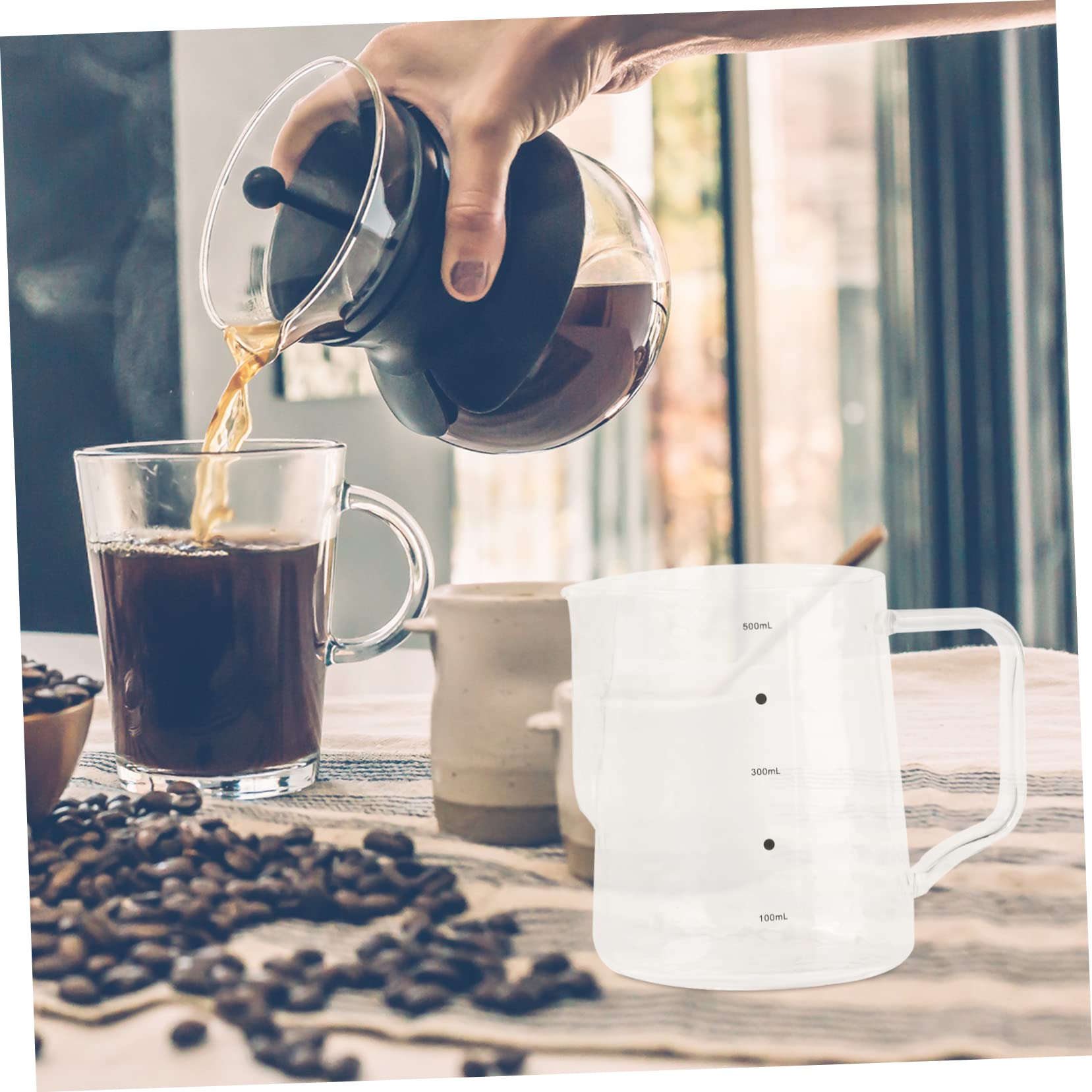 1pezzi Misurino in Vetro Da Tazza Da Caffè Con Bilancia Incorporata Per Misurare Liquidi Come o Latte Per Cucina e