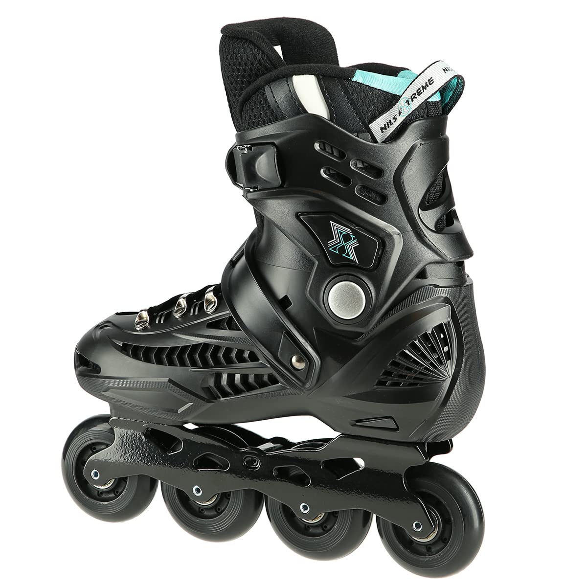 Nils Extreme Pattini in linea per uomo e donna, pattini in linea ABEC9, cuscinetti a sfera per adulti, ruote da 85 A, pattini in linea bianco e nero, NA20001