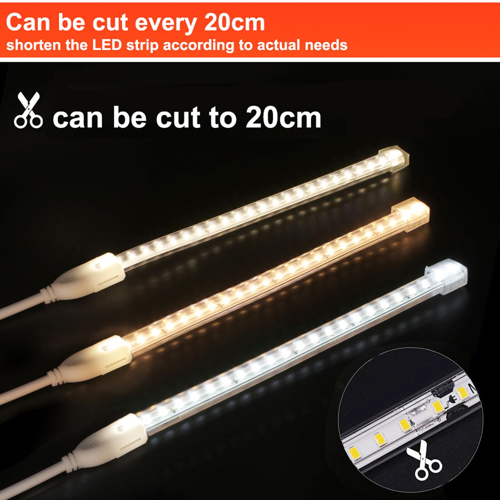 XUNATA 50m 220V Tira LED, SMD 2835 120 LEDs/m, Cortable Cada 20cm, IP65 Impermeable para Escalera, Techo, Cocina– Blanco Cálido