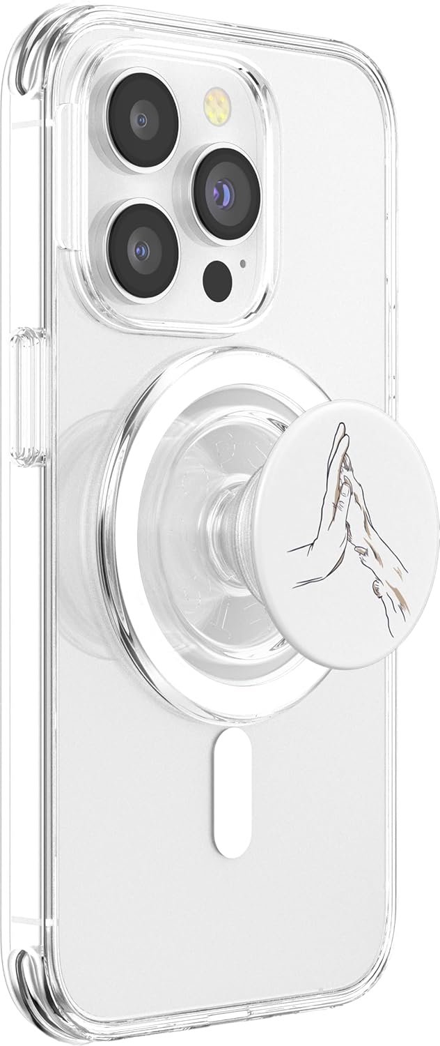 Paw Human Hand Dog Lover White PopSockets MagSafe PopGrip for iPhone