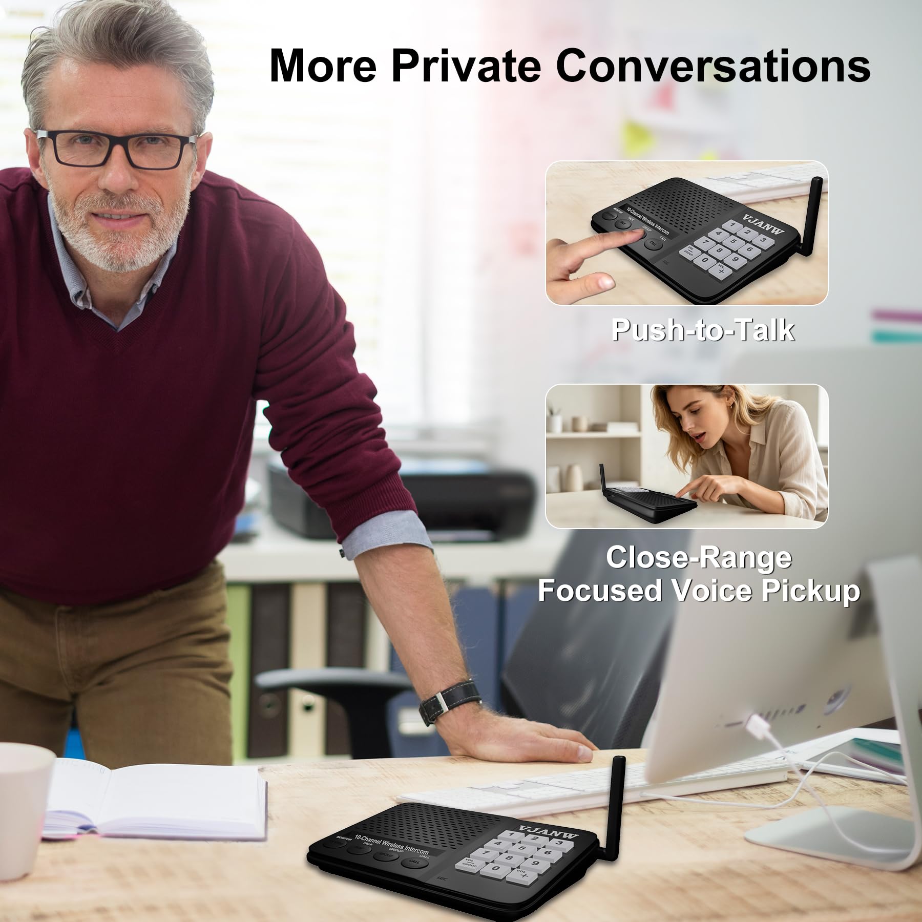 Interfoni wireless per la casa: conversazione privata uno a uno, trasmissione di gruppo da uno a molti, monitor attivato dalla voce a mani libere per bambini/anziani, chiamata di allarme suonare