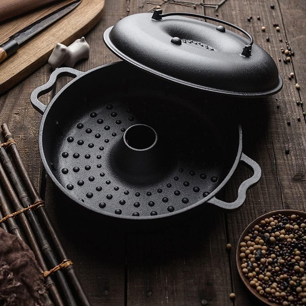 YYDS Outdoor Camping Camping Cooker Cast Iron Roasted Sweet Potato Pot Multifunctional Thick Non-Stick Baking Pan Household Kitchen Cookware Adventures Picnics (Size : 24CM)