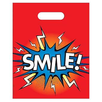 Practicon Electric Smile 8" x 10" Dental Giveaway Bag, Dental Hygiene Patient Care Goodie Bag, Dentist Office Plastic Gift Bags, 100 Pack