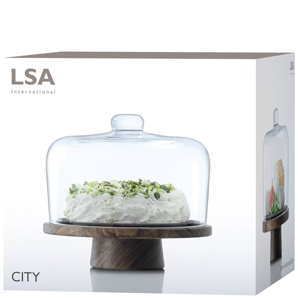 Amazon.com | LSA CJ08 City Dome & Walnut Stand Ø26 cm/H22 cm