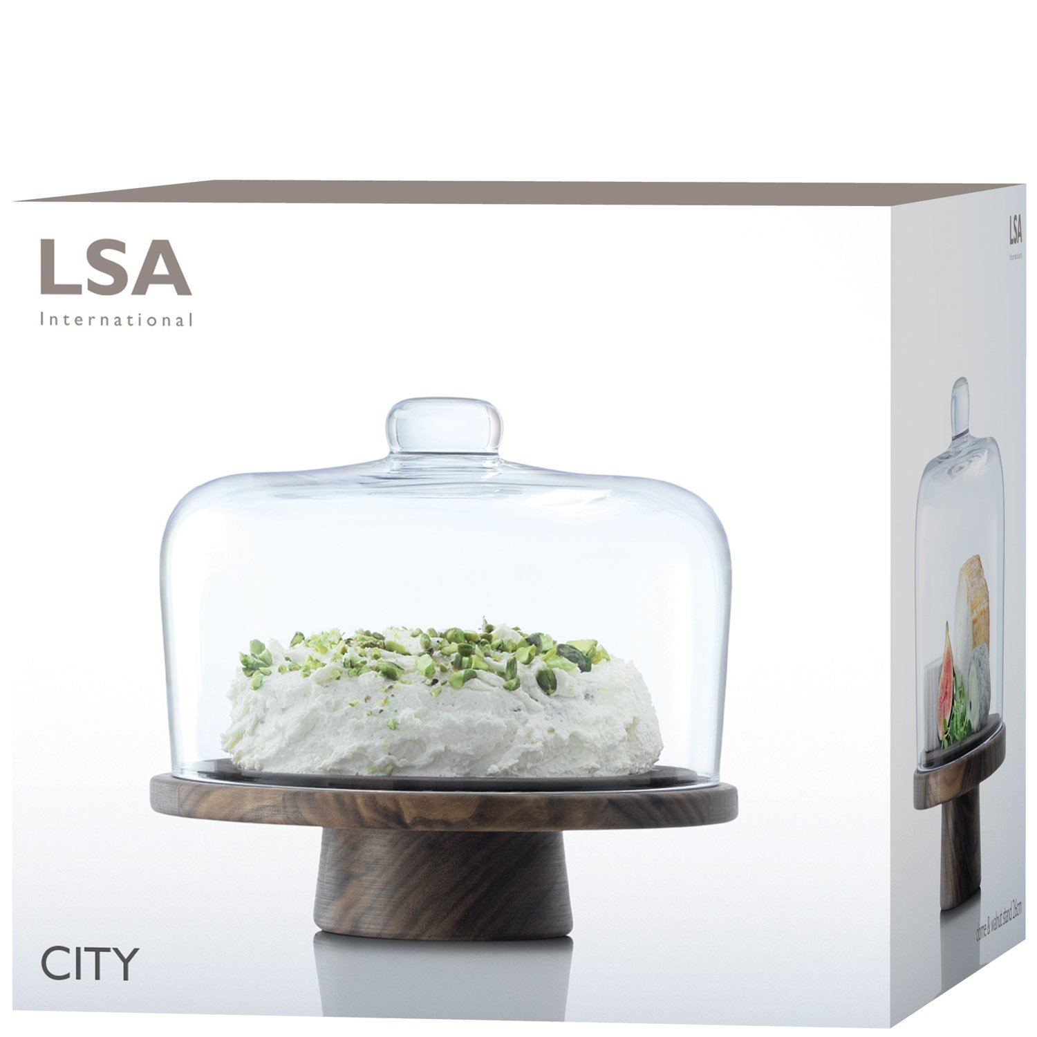Amazon.com | LSA CJ08 City Dome & Walnut Stand Ø26 cm/H22 cm Clear