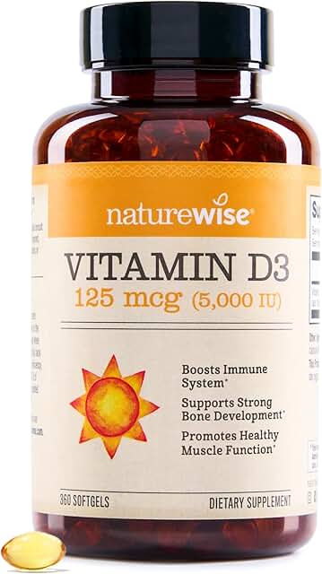 NatureWise Vitamin D3 5000iu (125 mcg) 1 Year Supply for Immune Support,...