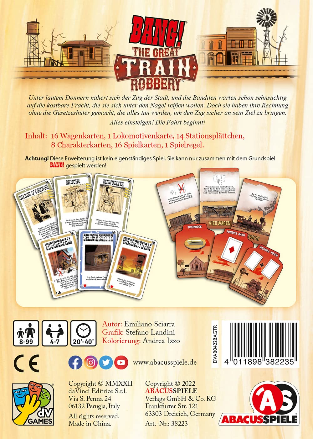 ABACUSSPIELE BANG! – The Great Train Robbery, 5. Erweiterung Für Das Western-Kartenspiel