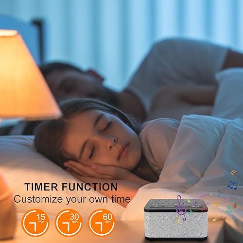 Miniatura 3 de Máquina de ruido blanco, máquina de sonido para dormir con 10 sonidos relajantes naturales, control de volumen y ajuste de 3 temporizadores, máquina