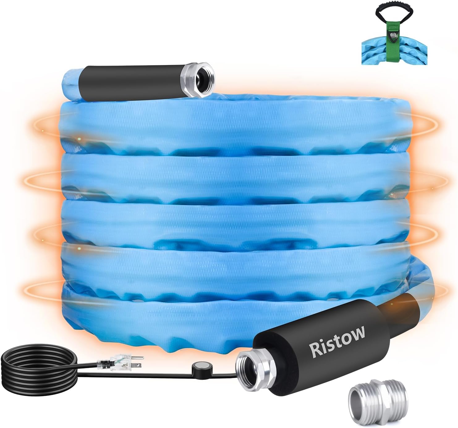 25FT Heated Drinking Water Hose for RV, Features Water Line Freeze Protection Down to -40°F/-40°C & Energy-Saving Thermostat, Electrically Heated Hose for RV, Garden, Boat