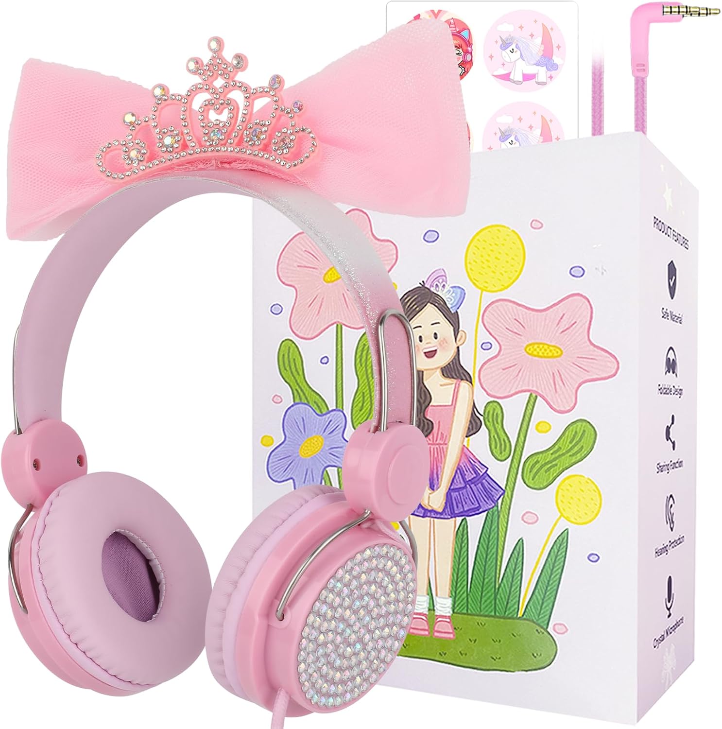 charlxee 𝟐𝟎𝟐𝟑 𝐍𝐞𝐰 Kids Princess Headphones with Mic for Travel/Car