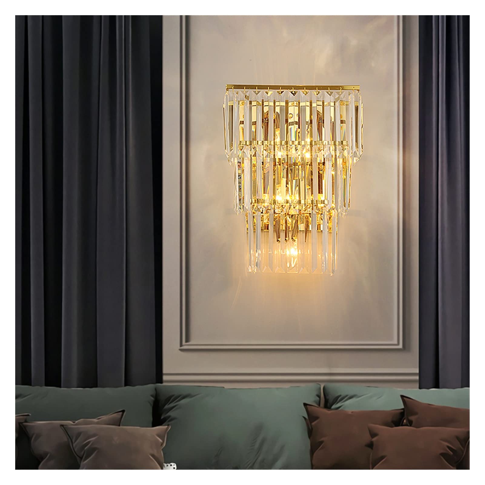 VDOQTLJT Wall lamp Crystal Lamp Light Luxury Aisle - Corridor Entrance Bedroom Bedside Room(Cool White)