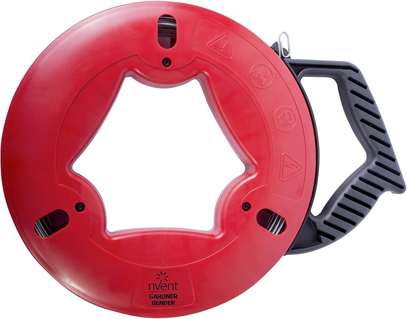 Gardner Bender FTS-125R Fish Tape, Plated Carbon Steel, UpperHand with Rubber Grip, 125 ft. , Red | Plated Carbon Steel Wire, Ergonomic Grip for Wire Pulling (Formerly: Gardner Bender)