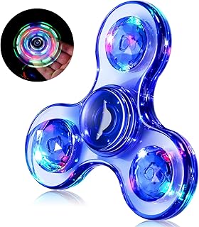 WELLVO LED Fidget Spinner for Kids Adults, Light up Sensory Fidget Toys for Kids 4-8 8-12 Anxiety Stress Relief, Classroom Prizes Glow in The Dark Hand Fidget Spinner Boys Girls Birthday Gifts