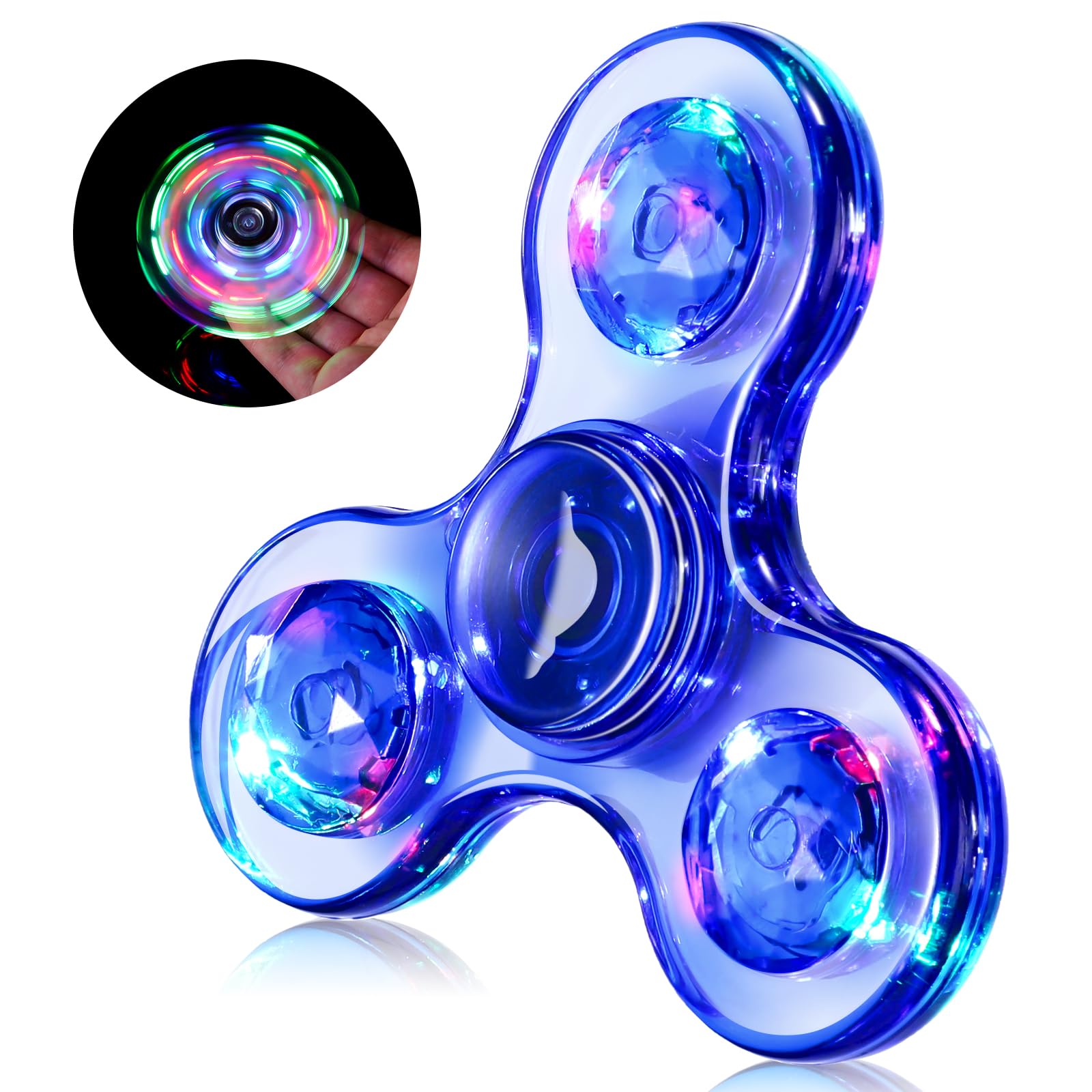 WELLVO LED Fidget Spinner for Kids Adults, Light up Sensory Fidget Toys for Kids 4-8 8-12 Anxiety Stress Relief, Classroom Prizes Glow in The Dark