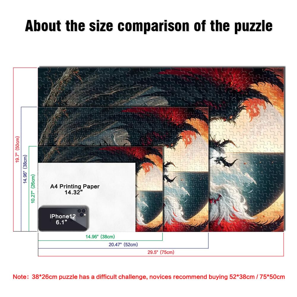 Ange et Diable Gothiques Puzzle 2000 pièces pour Adolescents Jeux Amusants en Famille Décoration d'intérieur et Cadeaux Uniques 70x100cm