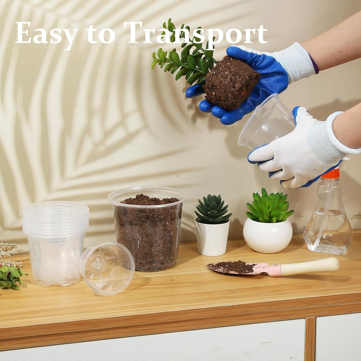 20 Pack 7 Inch Clear Nursery Pots with Drainage and Saucer, Clear Plastic Planter Pots for Plants, Flexible Seed Starting Pots for Succulents, Small Herbs, Annual Flowers (7 Inch)