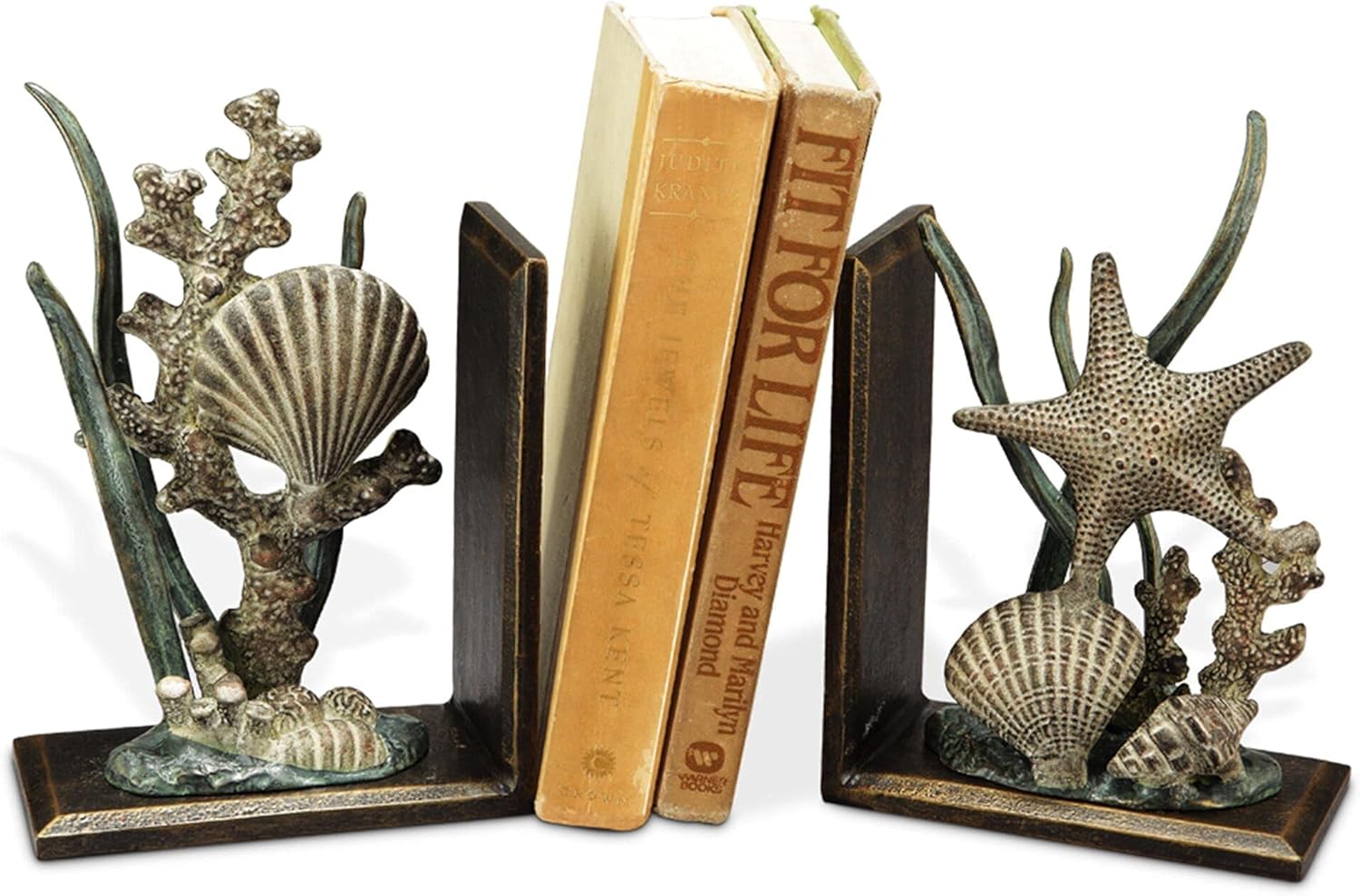 SPI Home Pair of Cast Aluminum and Iron Shell Bookends SPI Home Pair of Cast Aluminum and Iron Shell Bookends
