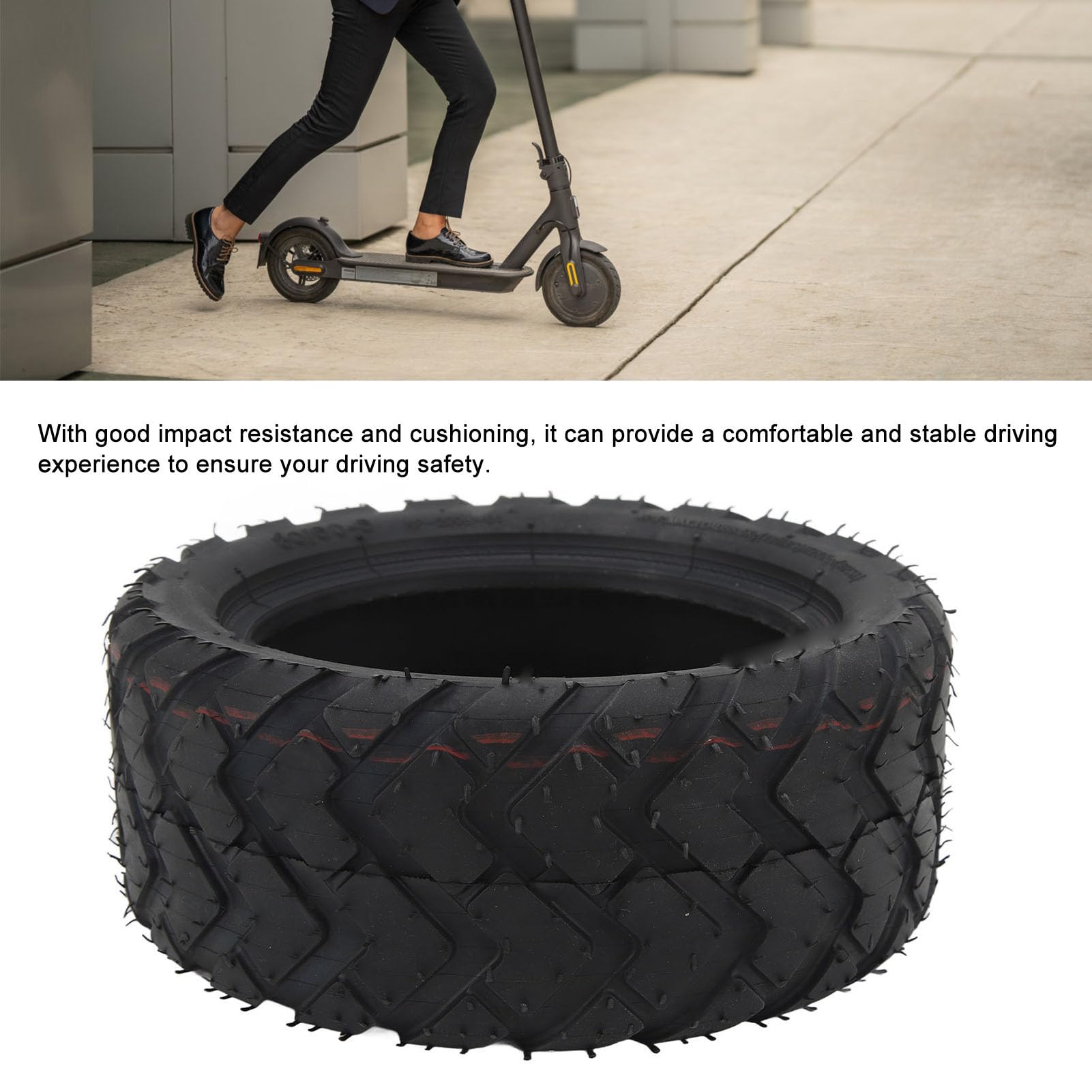 BuyWeek Ruota Monopattino Pneumatico Solido per Scooter, 80/60‑6 in Gomma per Sostituzione del Pneumatici