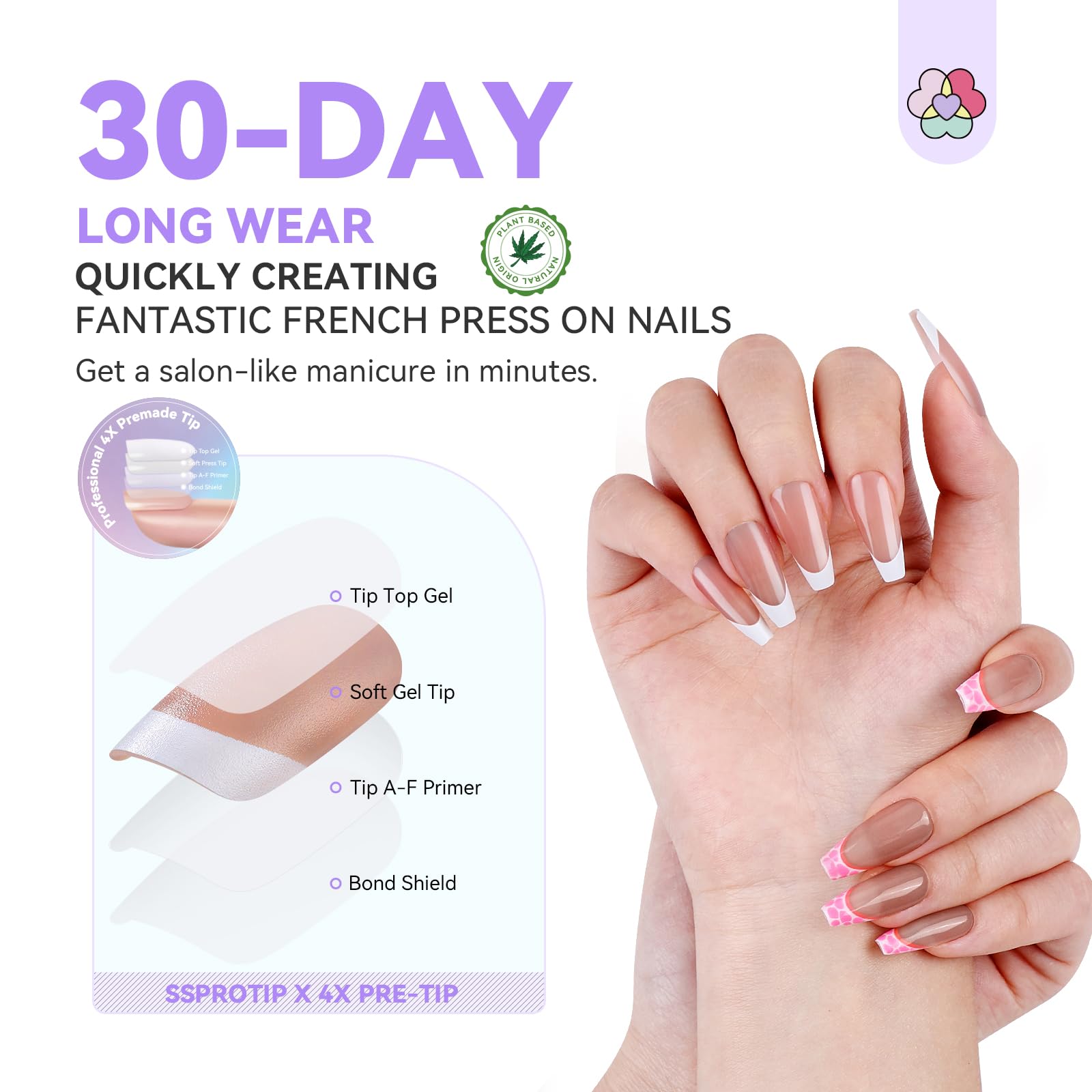 SAVILAND Acrylic Nails Kit with Nail Tips: 30 Days Long Lasting Nudes Acrylic Gel Nail Tips 160 Pcs Full Cover Long Coffin Nails Press Ons Acrylic Powder Liquid Fake Nails Healthier French Nails - Image 3