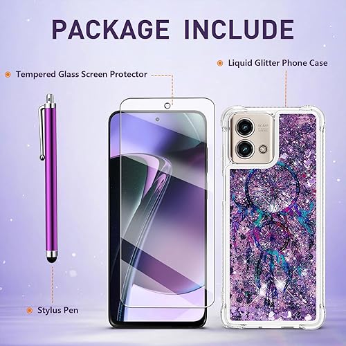 Miniatura 6 de CAIYUNL Funda para Moto G Stylus 5G 2023 con protector de pantalla, para mujeres y niñas con purpurina líquida flotante linda suave TPU delgada a