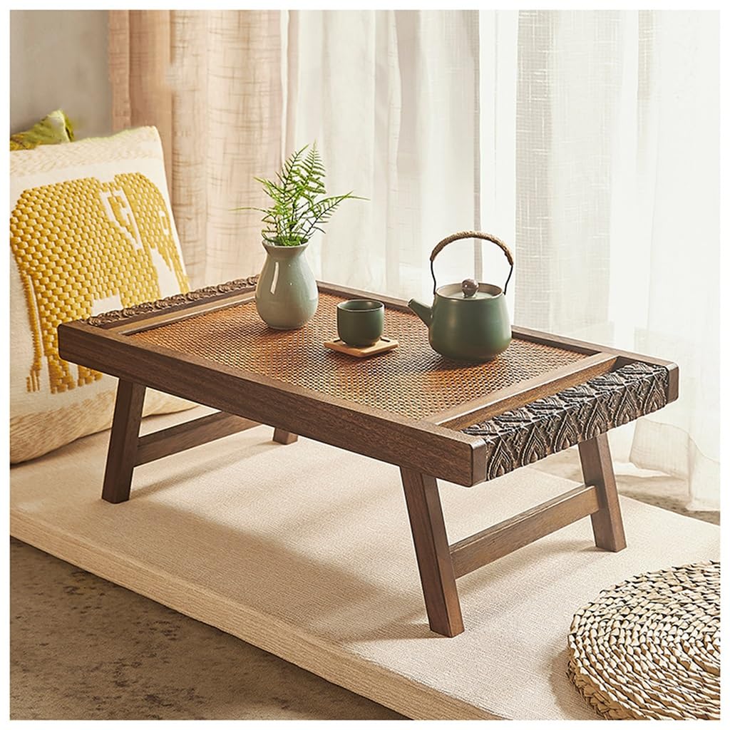 Table d'assise au sol polyvalente pliante marron 65x35x22 cm style japonais