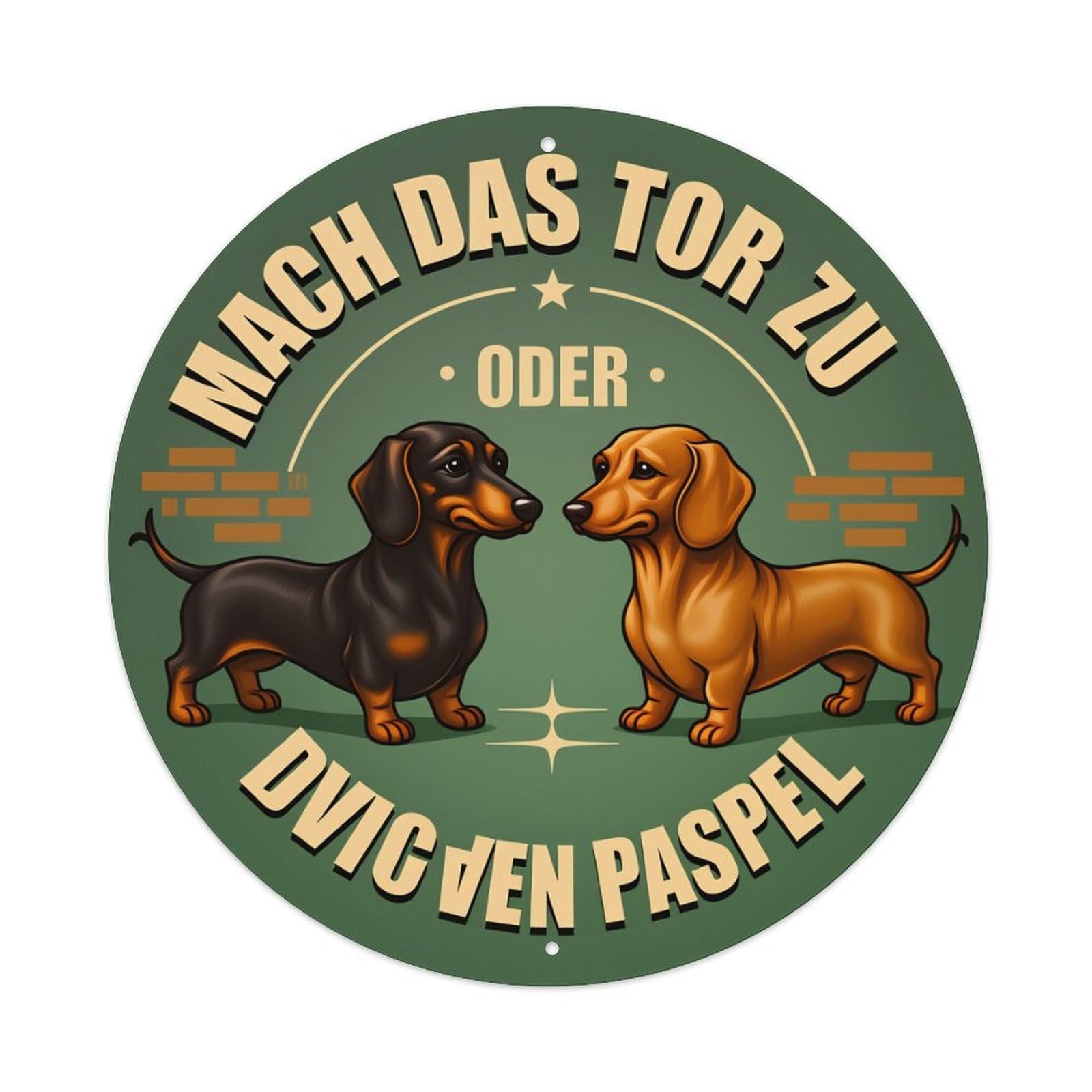 Dachshund Duo Door Sign Round Tin Sign Vintage Metal Poster Retro Bar, Home, Man Cave, Kitchen, Laundry Room Wall Art Decor Gift 8x8Inch