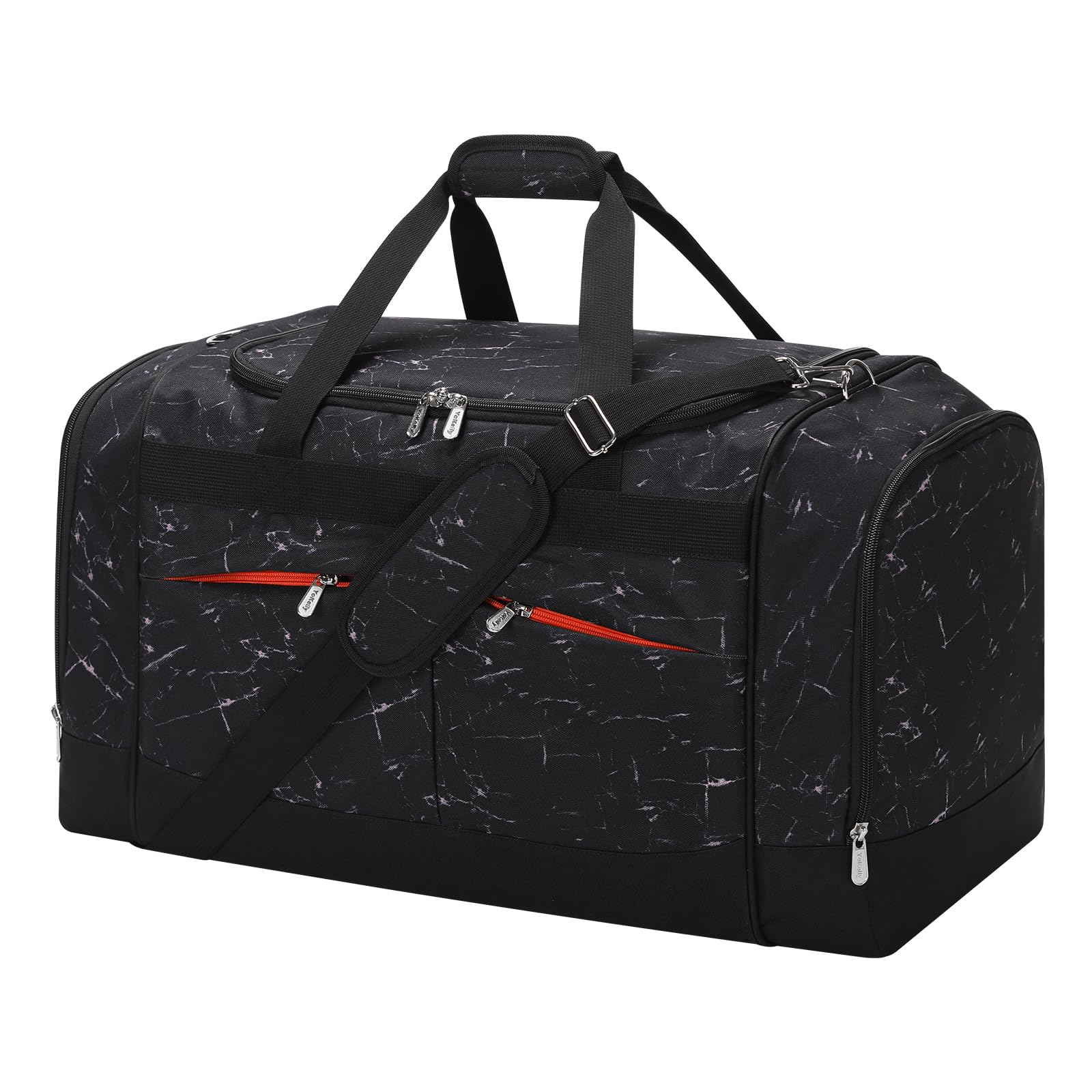 65L Large Gym Bag - 24 inch Hard Bottom Duffle Bag with Shoes Compartment for Sport/Travel 60x33x35cm-Marble