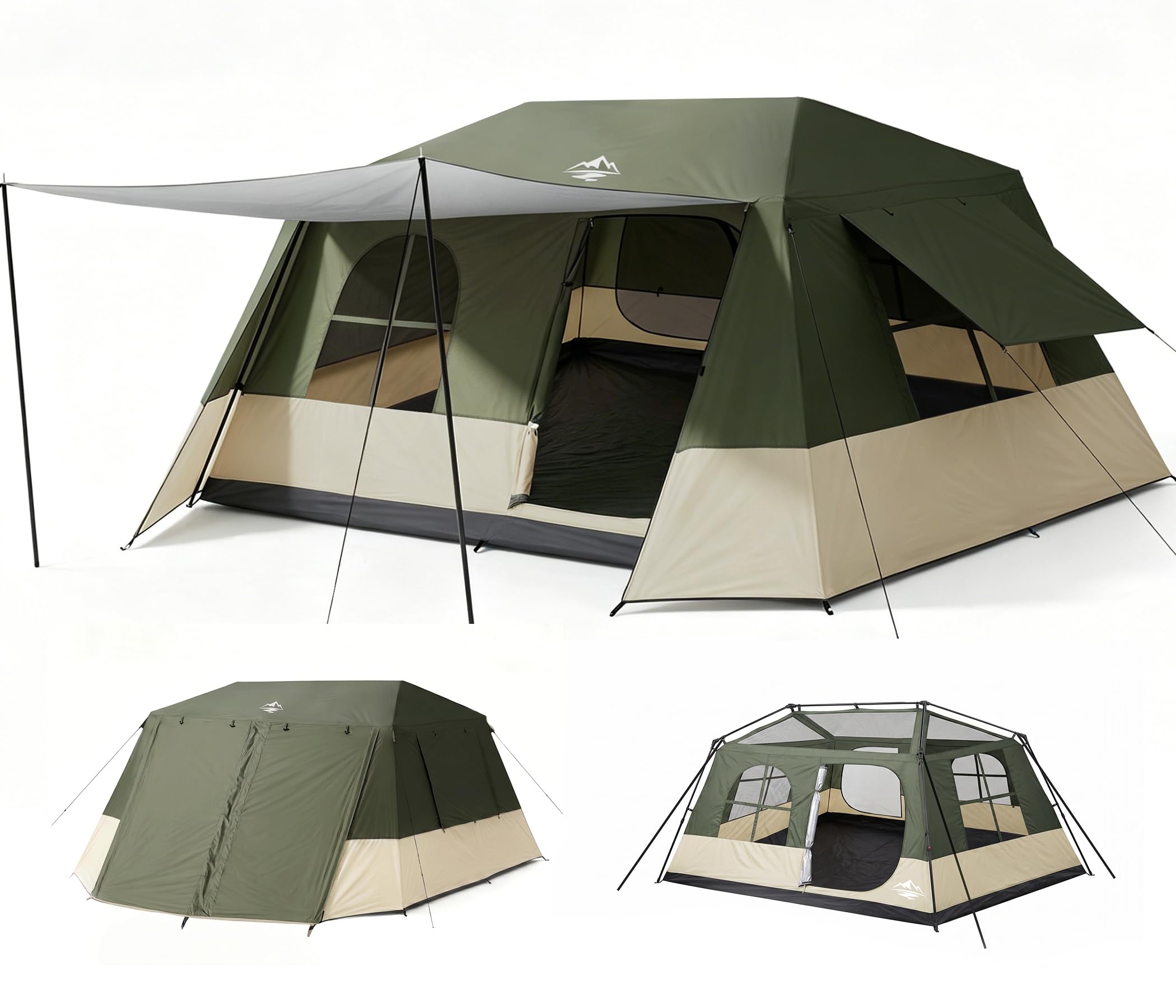6 Person Tents for Camping Waterproof Family Cabin Tent with Full Rainfly | Setup in 60S Windproof Double Layer Large Cabin Tent, Spacious Breathable Family Camping Instant Tents with Carry Bag