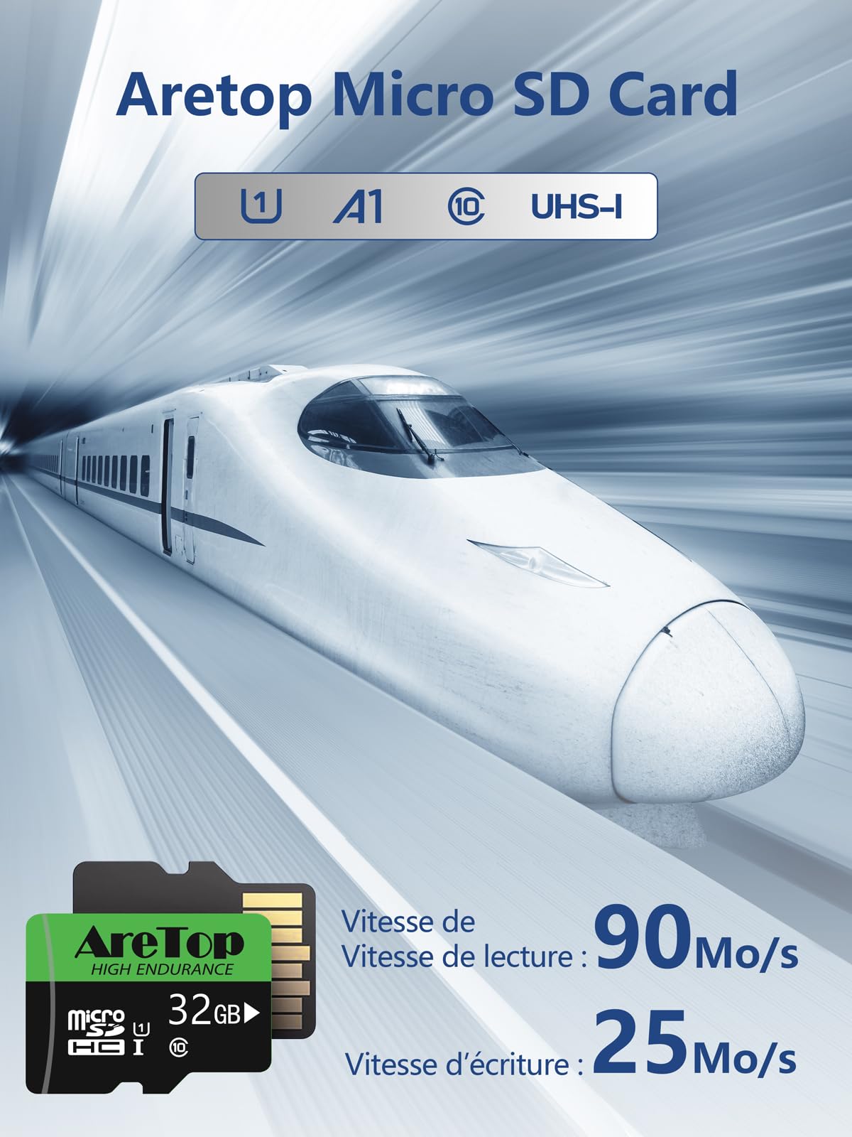 AreTop - Tarjeta Micro SD de 32 GB, juego de 5 tarjetas de memoria UHS-I, TF Micro SDHC Clase 10, U1, con adaptador para tableta, Drone, Dash Cam/Camera/Phone/Nintendo-Switch/PC,Lectura máxima de 90