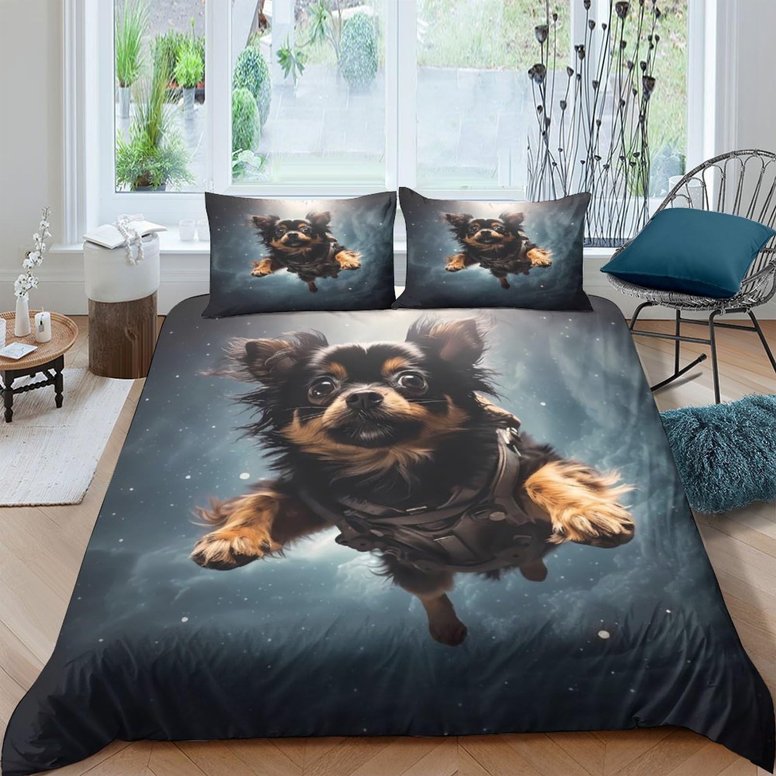 Ctjqhvkz Style-6 3D Printed Black Dog Art Fitted Sheet Microfiber Soft Breathable Realistic Puppy Mattress Cover Bedroom Home Decor Single（135X200cm）