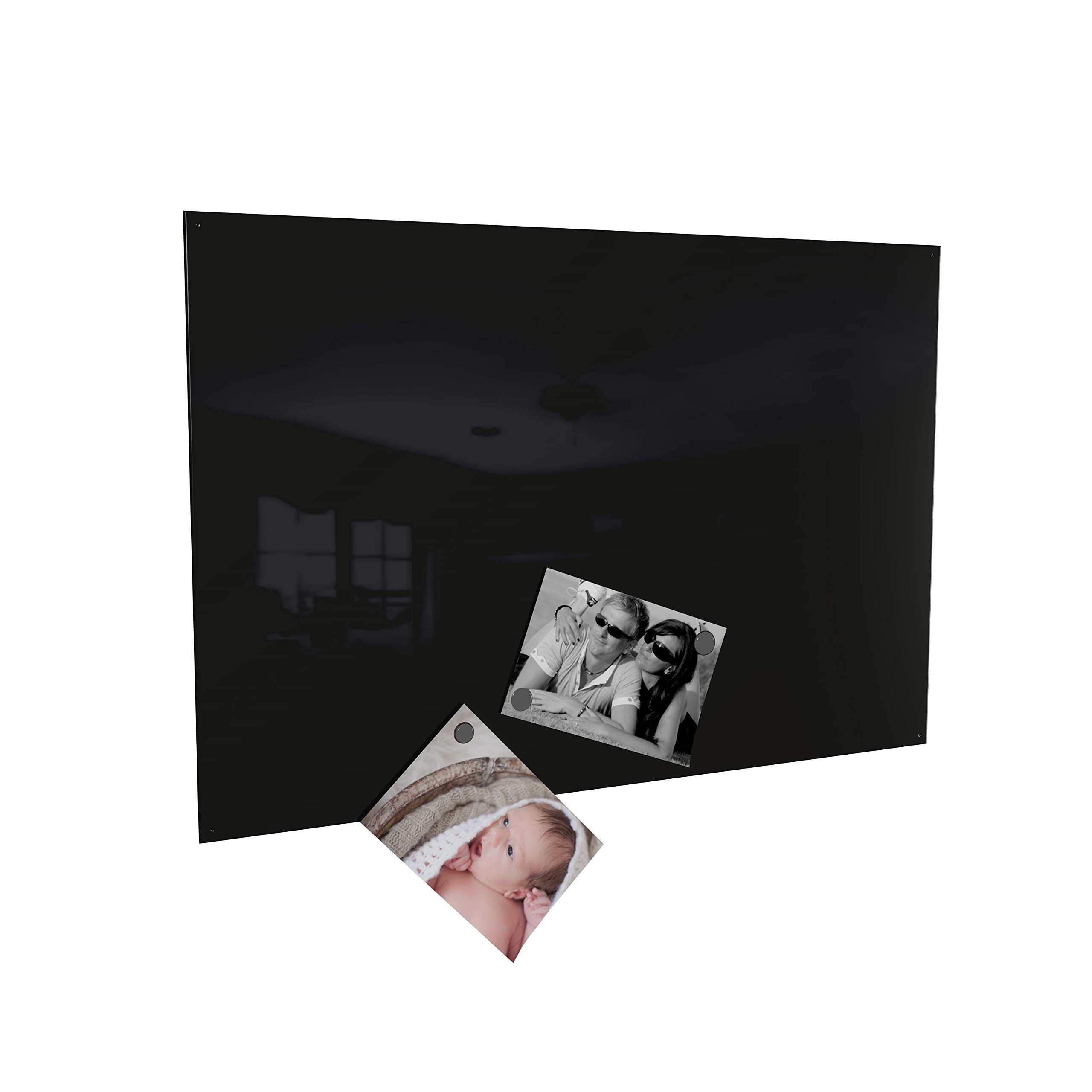 Magneetbord, verschillende maten en kleuren, inclusief 10 magneten, Made in Germany, 60 x 90 cm, zwart