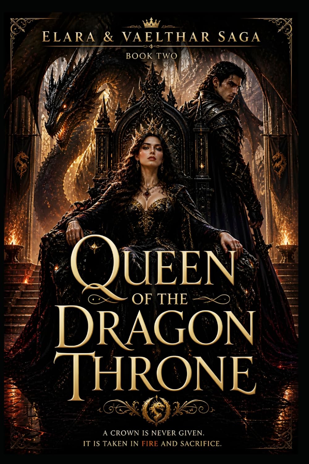 Queen of the Dragon Throne, Book 2: A Dark Fantasy Romance of Fire, Power, Betrayal, and the Battle for a Kingdom (The Elara & Vaelthar Saga Series)