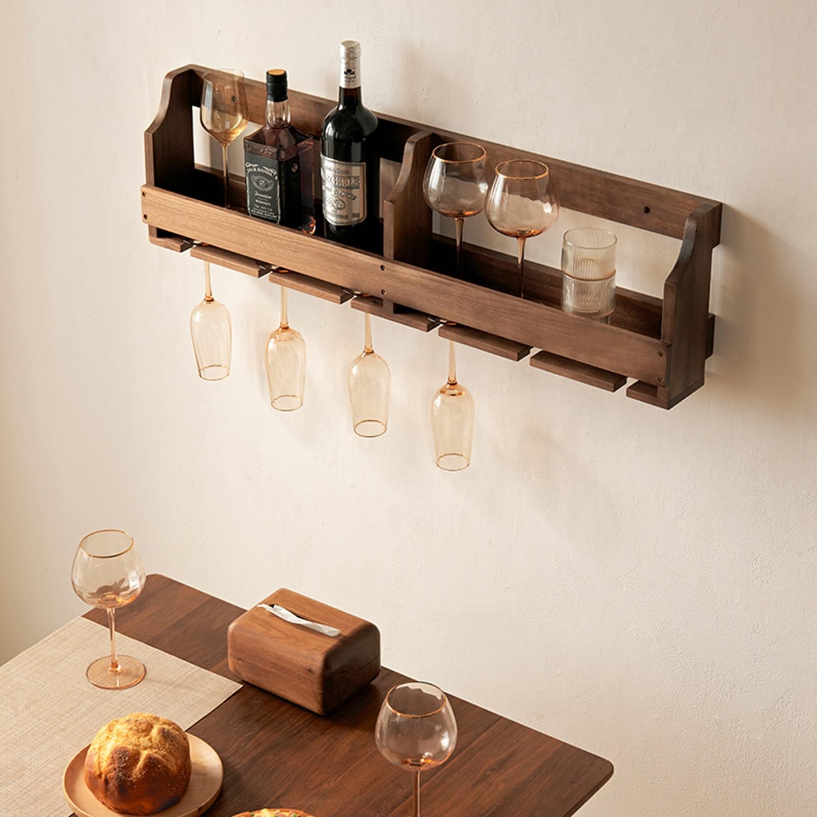 Botellero de pie - Enfriador de Vino de pie - Estante para Botellas de Vino - Vitrina de Madera Maciza - Botellero Decorativo Resistente y Duradero para Bar/Sala de Estar/Taberna (