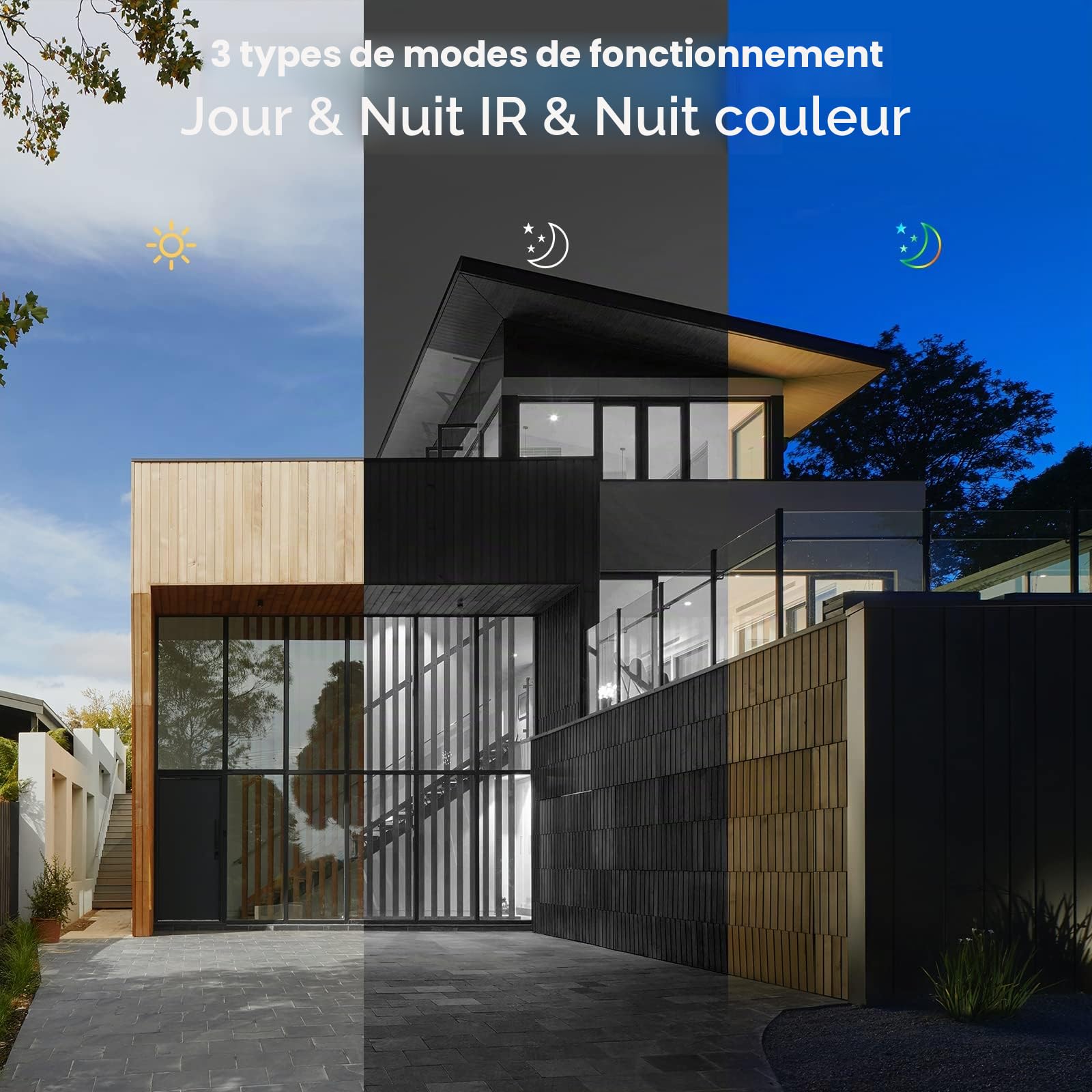 Hiseeu 2K PTZ Caméra de Surveillance WiFi, PTZ Caméra IP Vision Nocturne Couleur Détection Humaine Suivi Automatique 355° 90°,Son d'Alarme Audio Bidirectionnel Carte SD, Kit Compatible, IP66