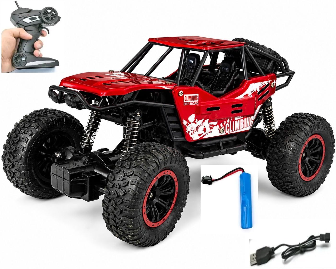 Kammateswara Remote Control Rock Crawler Car in Off Road RC Climbing Car | Shock Absorbers,Rechargeable Battery,Monster Truck | Remote Control Car for Kids (Multi-Color)-image-3
