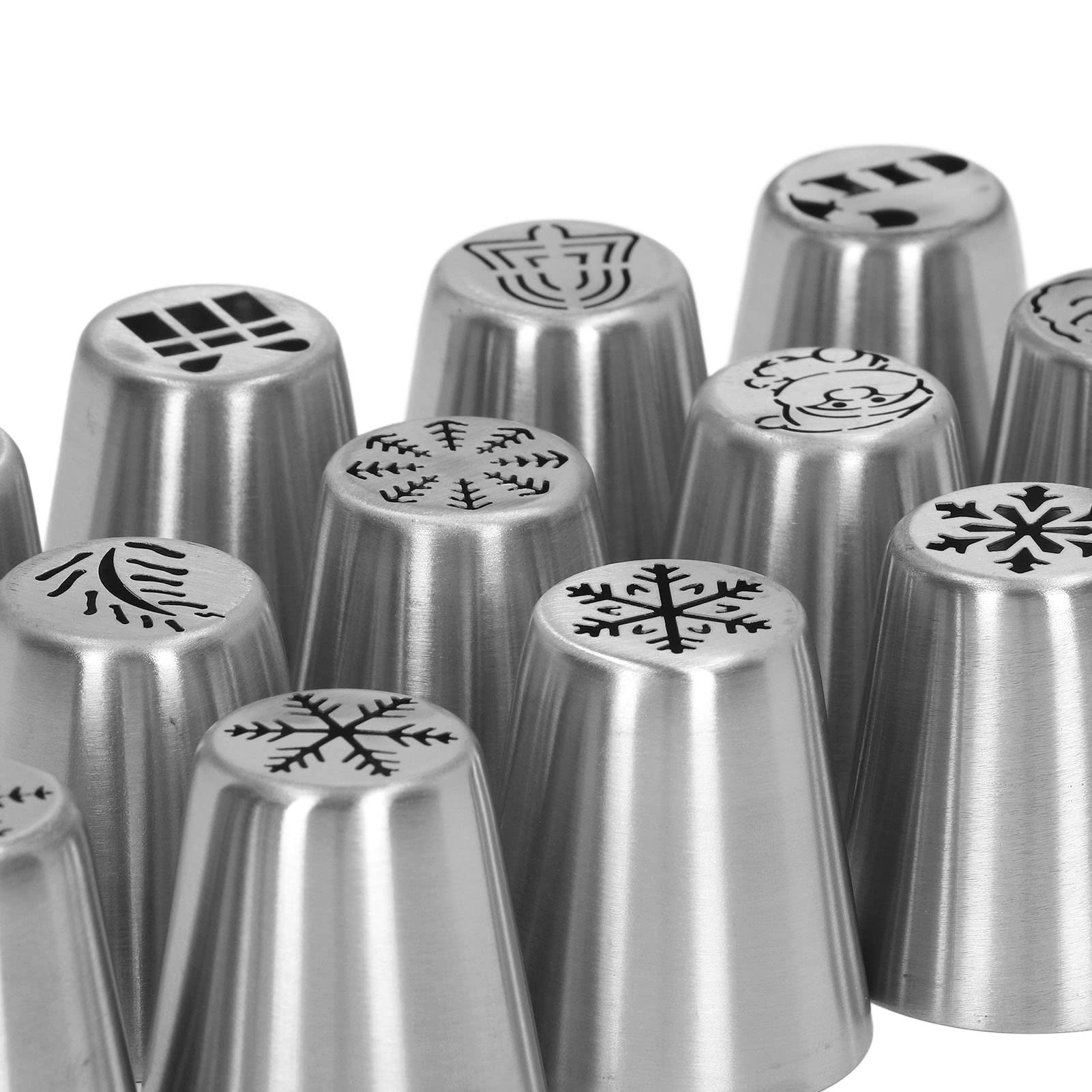 Christmas Cake Decorating Tips 13pcs | Stainless Steel Frosting Nozzles for Cupcakes/Cookies/DIY Baking | Snowflake, Tree, Bell Designs