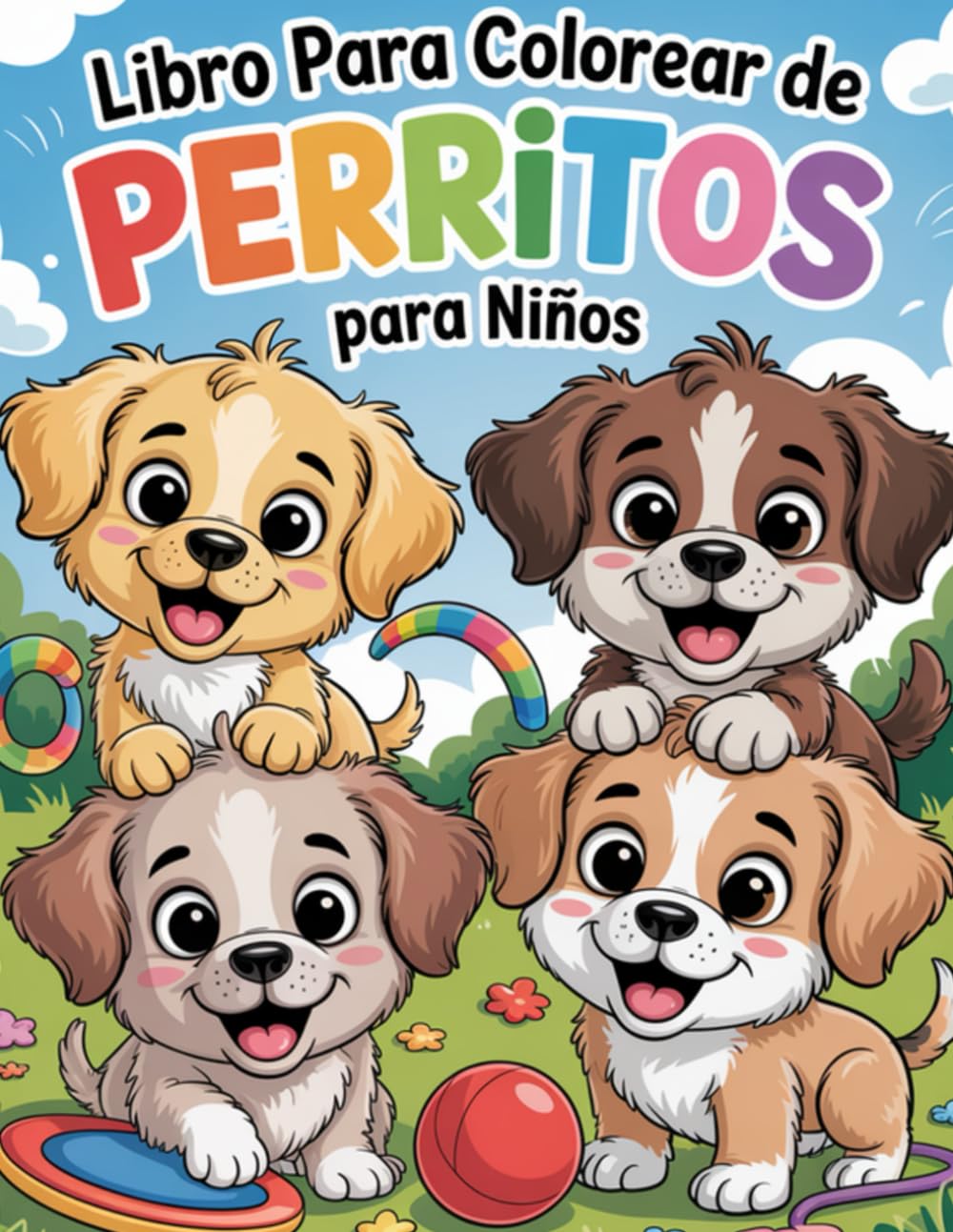 Libro Para Colorear De Perritos Para Niños: Más de 70 adorables y sencillas ilustraciones de cachorros para colorear, aprender y relajarse – Páginas ... y fáciles para niños pequeños y preescolares