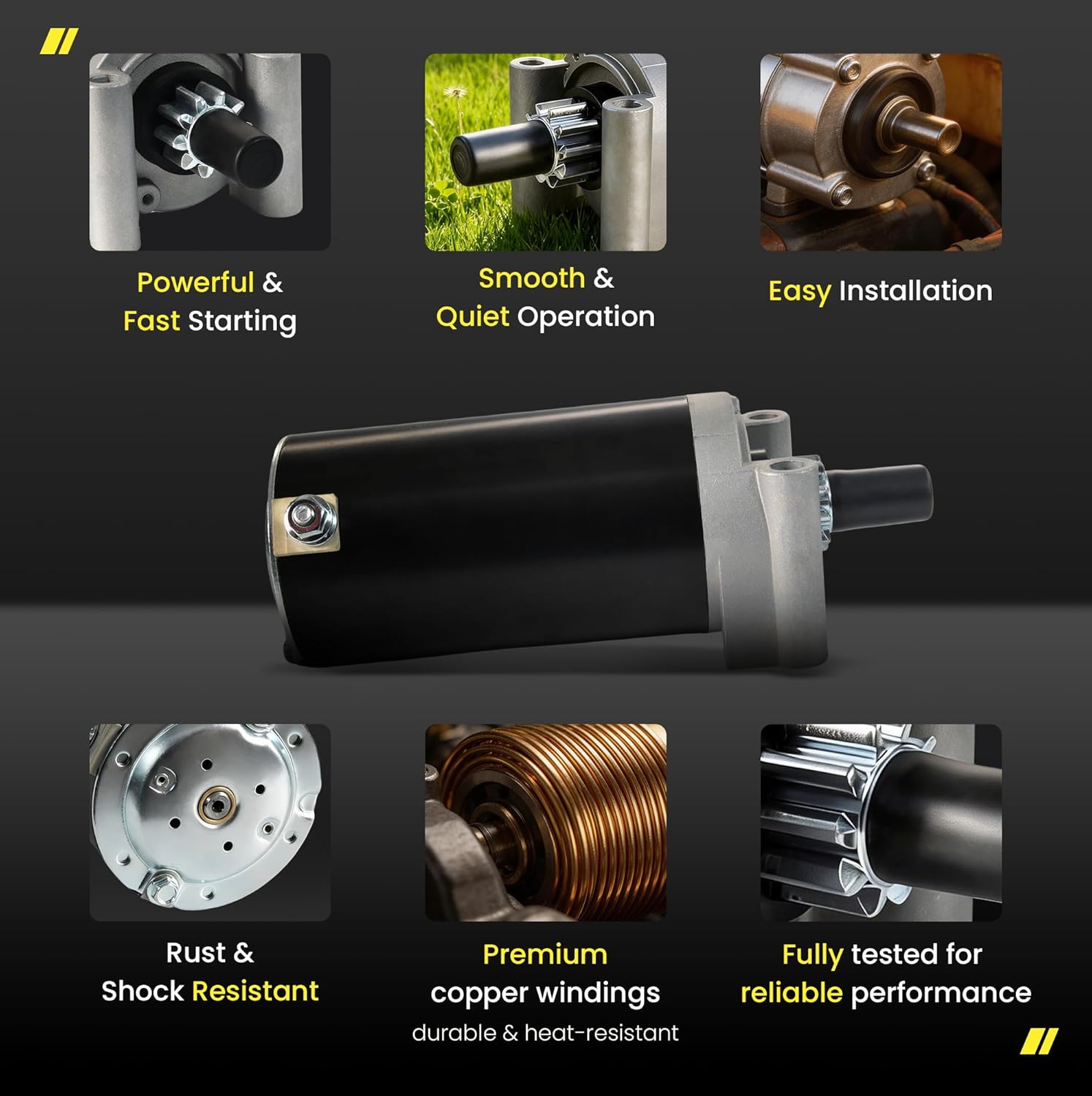 3209808 5801N Starter Motor (10-Teeth) Replacement for Kohler Courage Engines 7000 Series 20HP 23HP 25HP 27HP (2005-2012), Replaces 3209801, 32-098-01S, 32-098-03, 3209804