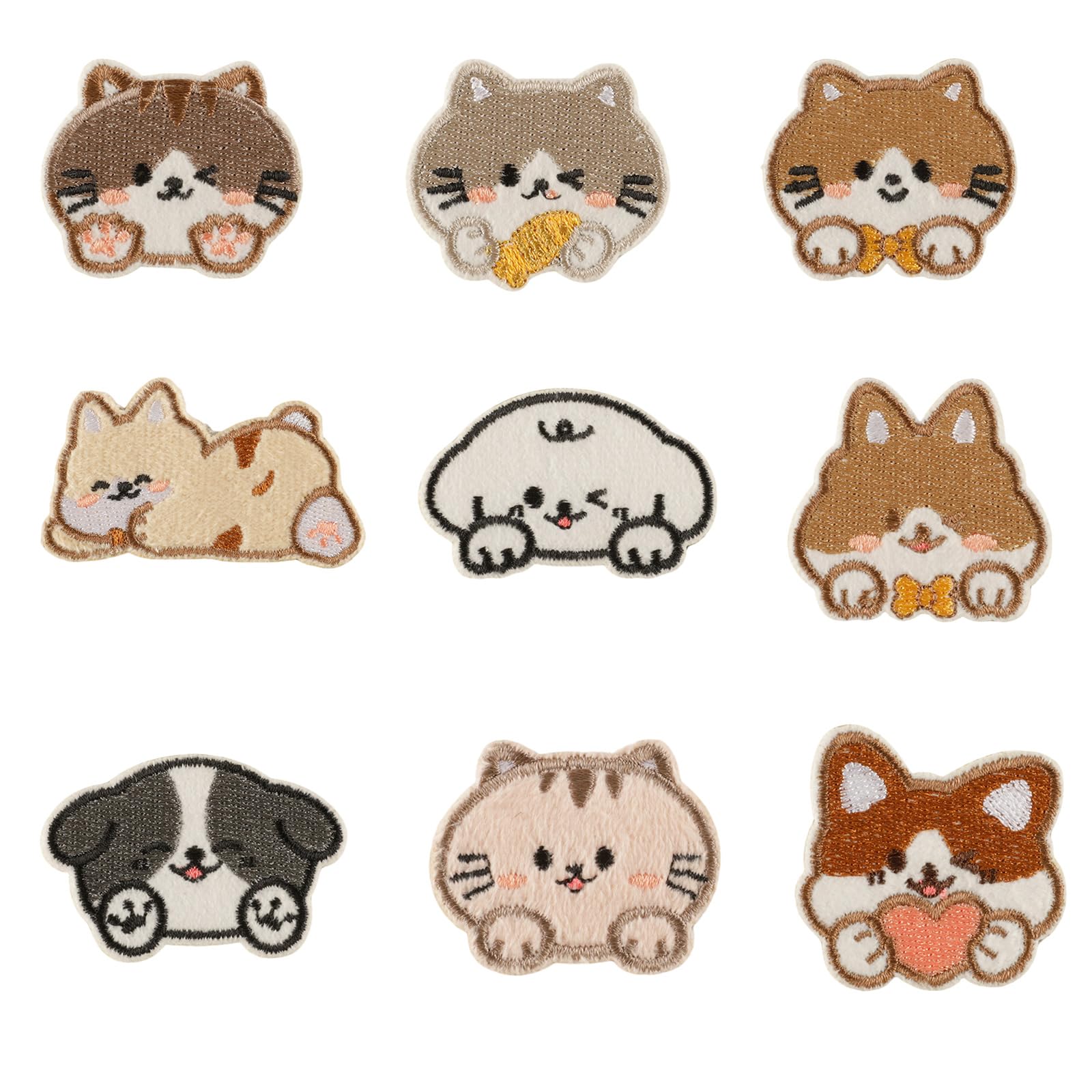 GMBYLBY 9 Pcs Cartoon Animal Embroidered Patches Dogs Iron On Repair Sewing On Applique For Clothes Bag