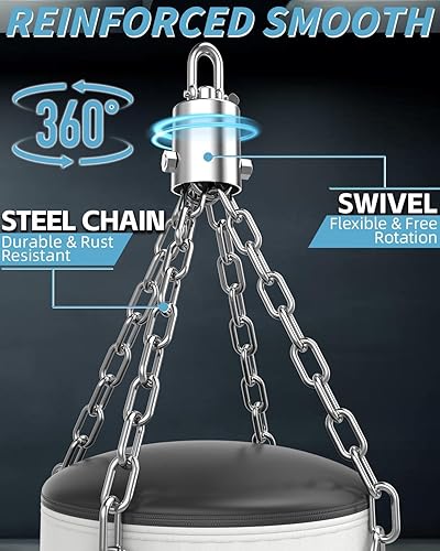 Vista 7 de Saco de Boxeo para Adultos, 1.2 m de Altura, Saco de Boxeo Pesado de PU, Juego de Guantes de Boxeo de 12OZ para Entrenamiento de MMA, Muay Thai