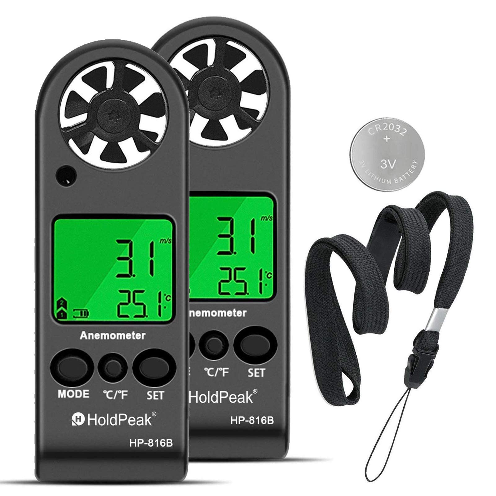 HoldPeak HP-816B Digital Anemometer and its components