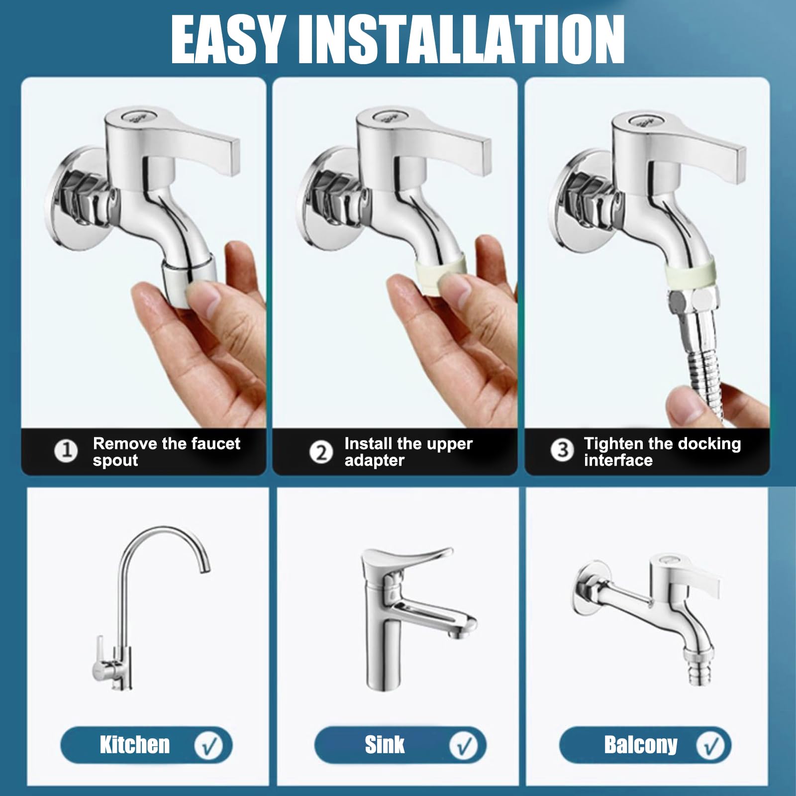 Extensor Grifo, Extensión de Grifo Cocina 30 cm Inoxidable, Extensor de Tap Giratorio de 720° Grados, Con Adaptador de Rosca de Transferencia y Junta Antifugas, para Baños y Cocinas