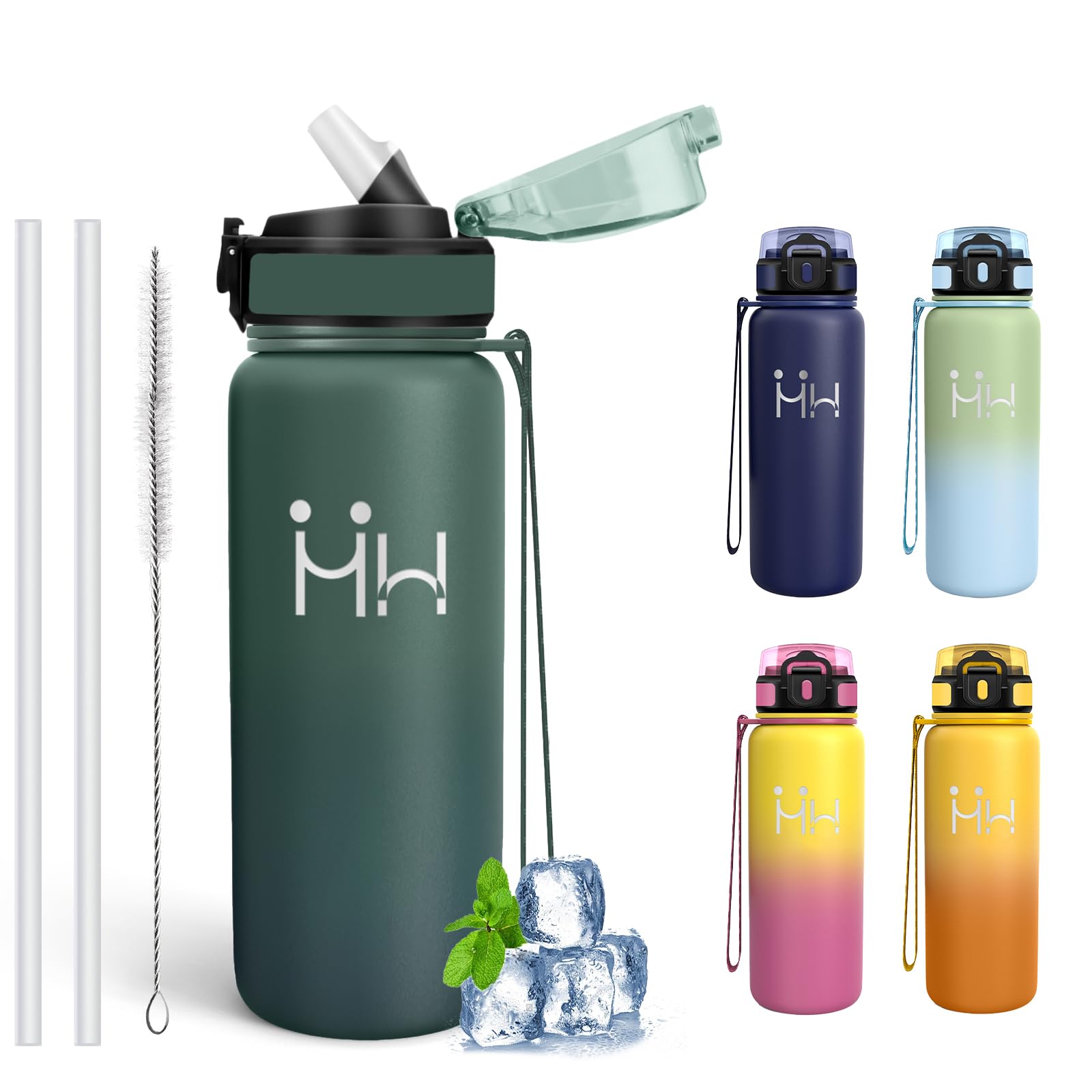 Mujigaga Thermos Flask, 0.75 L Stainless Steel, BPA-Free, Water Bottle with Straw, Leak-Proof, Suitable for Carbonated Drinks, for School, Swimming, Fitness, Camping — image 1