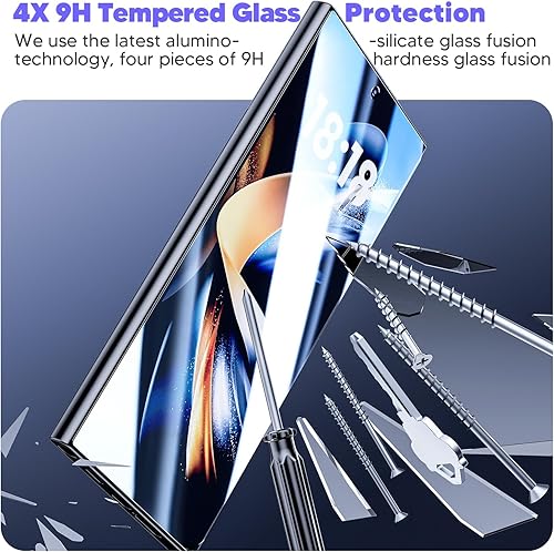 Miniatura 4 de Hoerrye Paquete de 2 protectores de pantalla de vidrio templado para Galaxy S24 Ultra, compatible con el desbloqueo de huellas dactilares,
